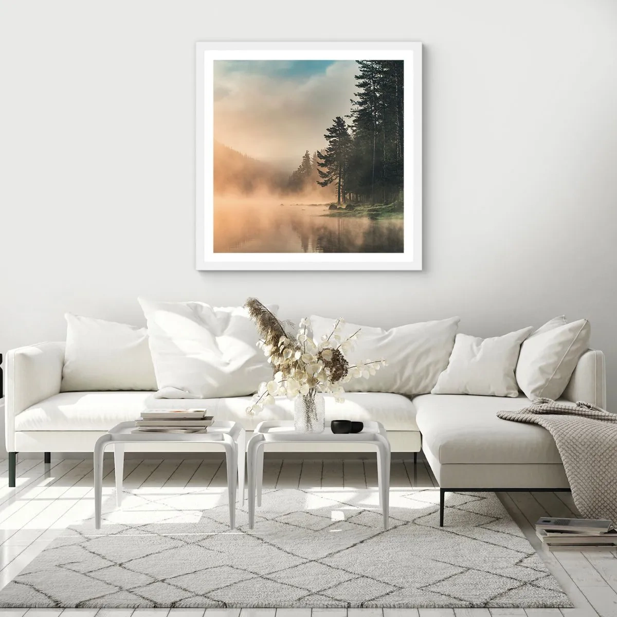 Plakát v bílém rámu - Zrození dne - 40x40 cm