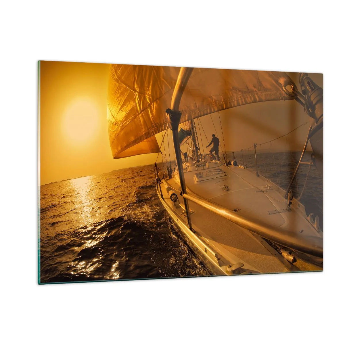 Obraz na skle - Zlatý večer po vícebarevném dni - 120x80 cm