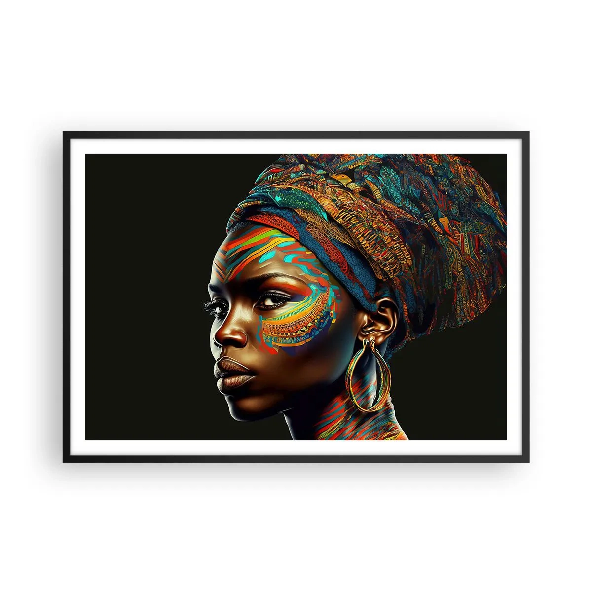 Plakát v černém rámu - Africká královna - 100x70 cm