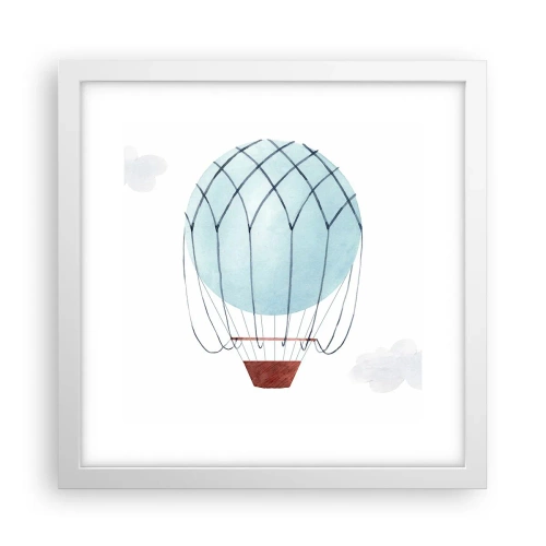 Plakát v bílém rámu - Celý v oblacích - 30x30 cm