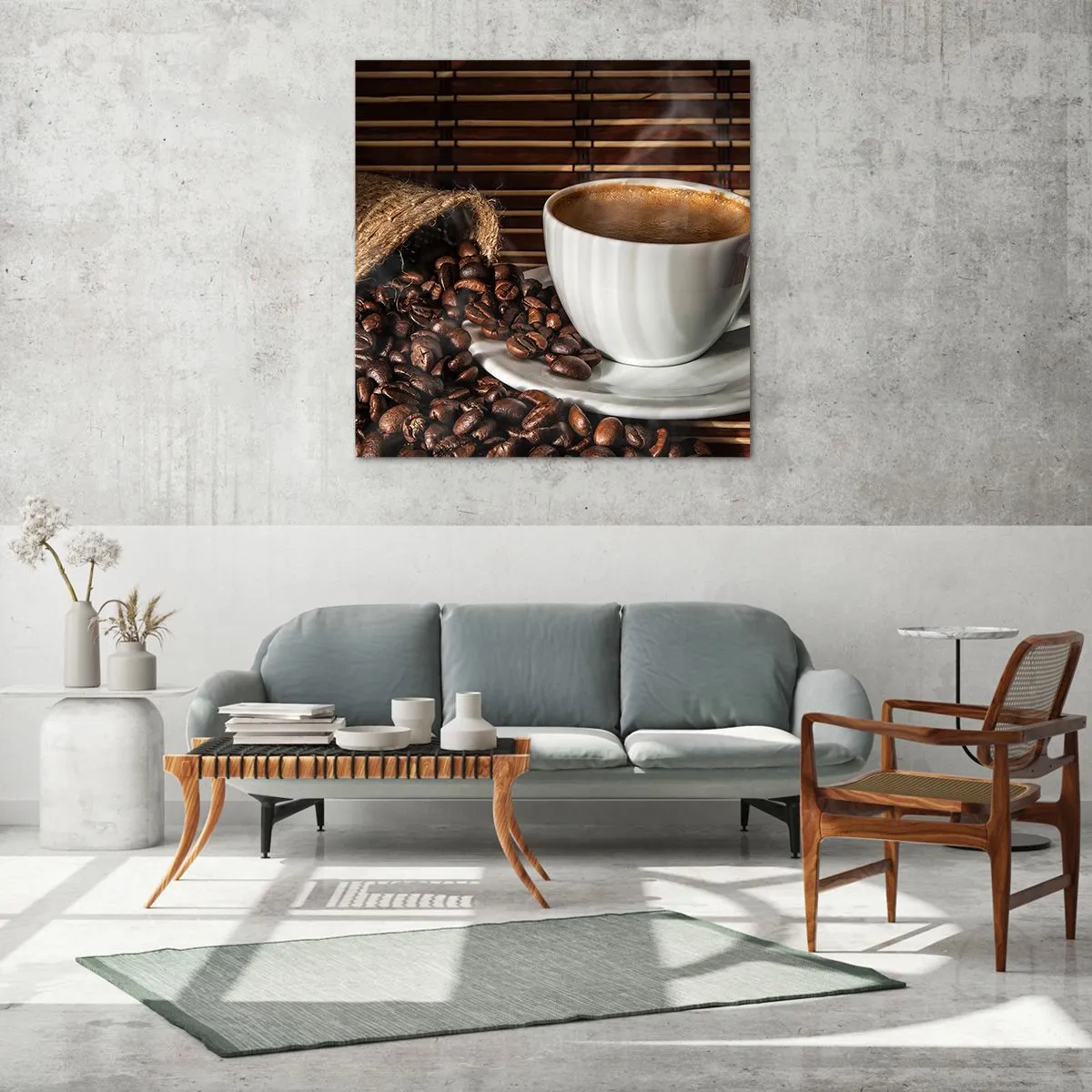 Obraz na skle - Černost uhlí, průzračnost jantaru - 60x60 cm