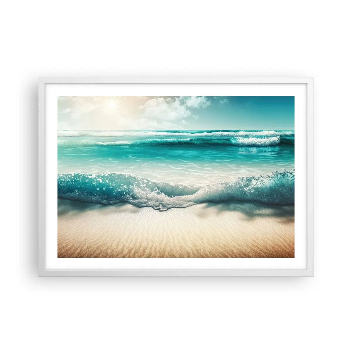 Plakát v bílém rámu - Klid oceánu - 70x50 cm