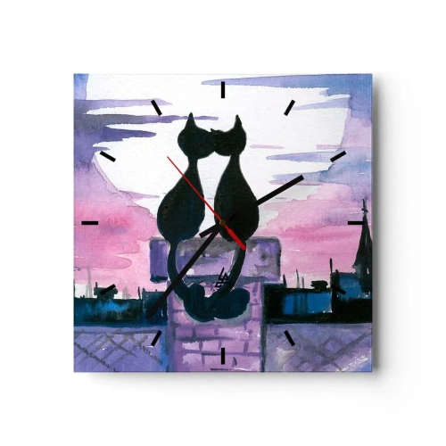 Nástěnné hodiny - Rendez-vous pod měsíčkem - 30x30 cm