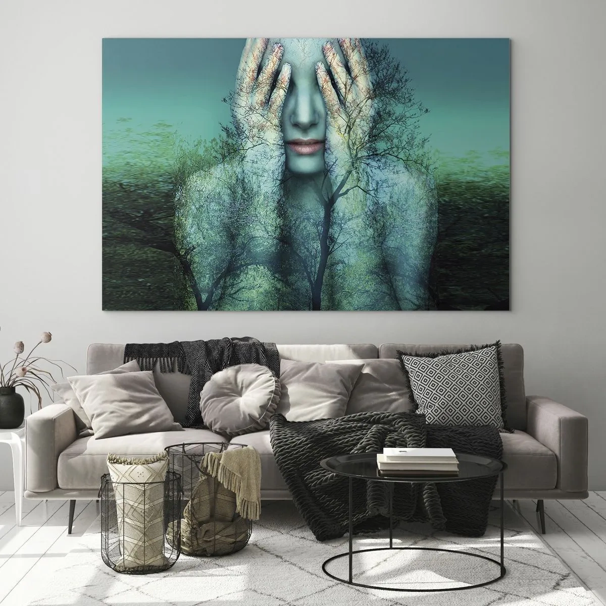 Obraz na skle - Ponořená do modré - 120x80 cm