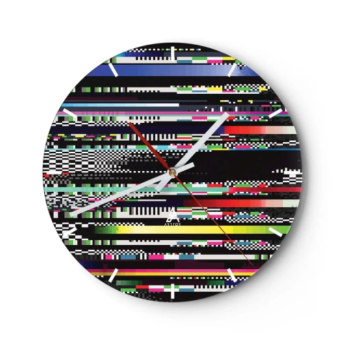 Nástěnné hodiny - Abstraktní malba s vícebarevnými pruhy na černém pozadí - 30x30cm - Kontrolní obraz skutečnosti - Moderní nástěnná dekorace do obývacího pokoje, kuchyně a ložnice ARTTOR