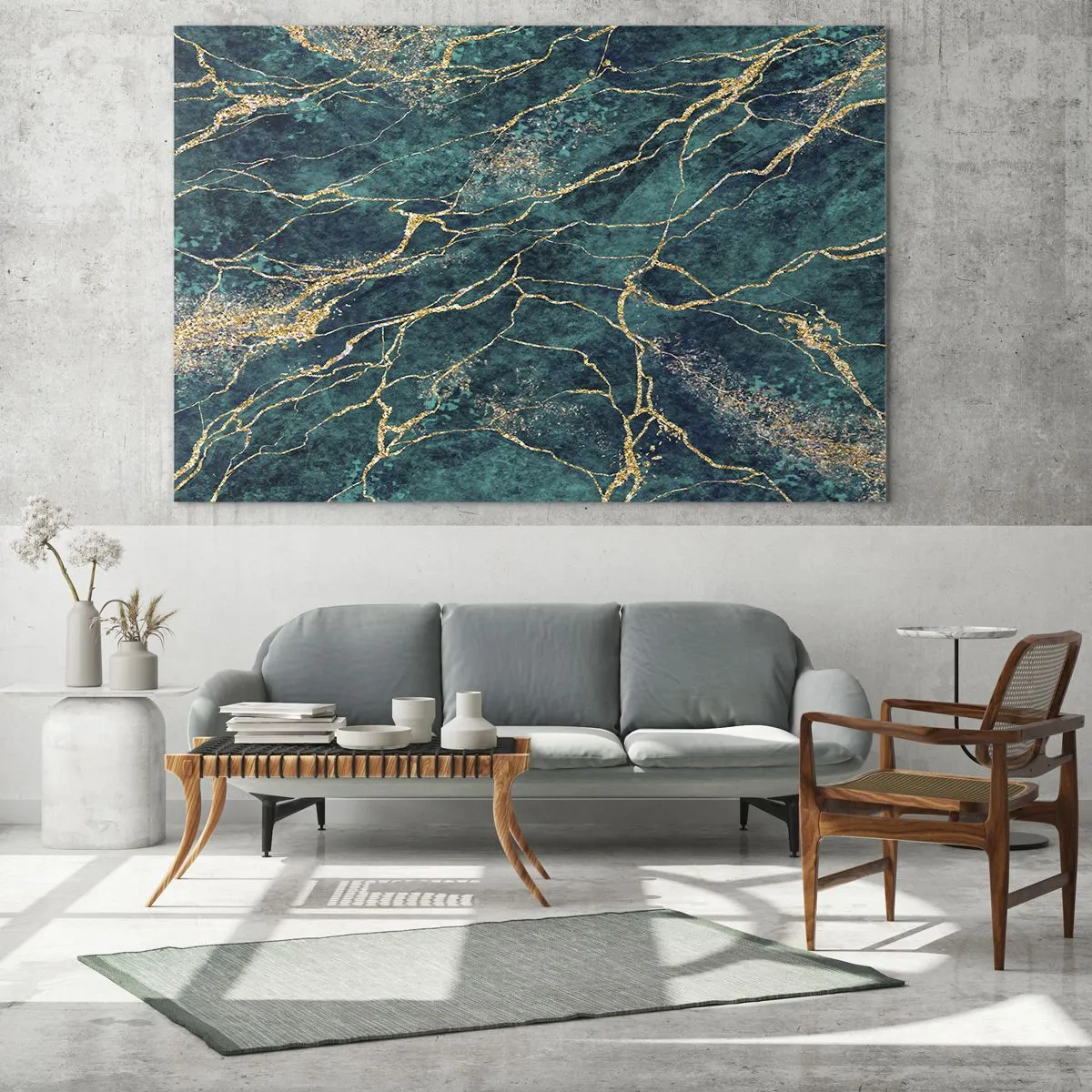 Obraz na skle - Zlatá žíla - 100x40 cm