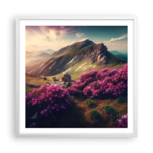 Plakát v bílém rámu - Léto na horách - 60x60 cm