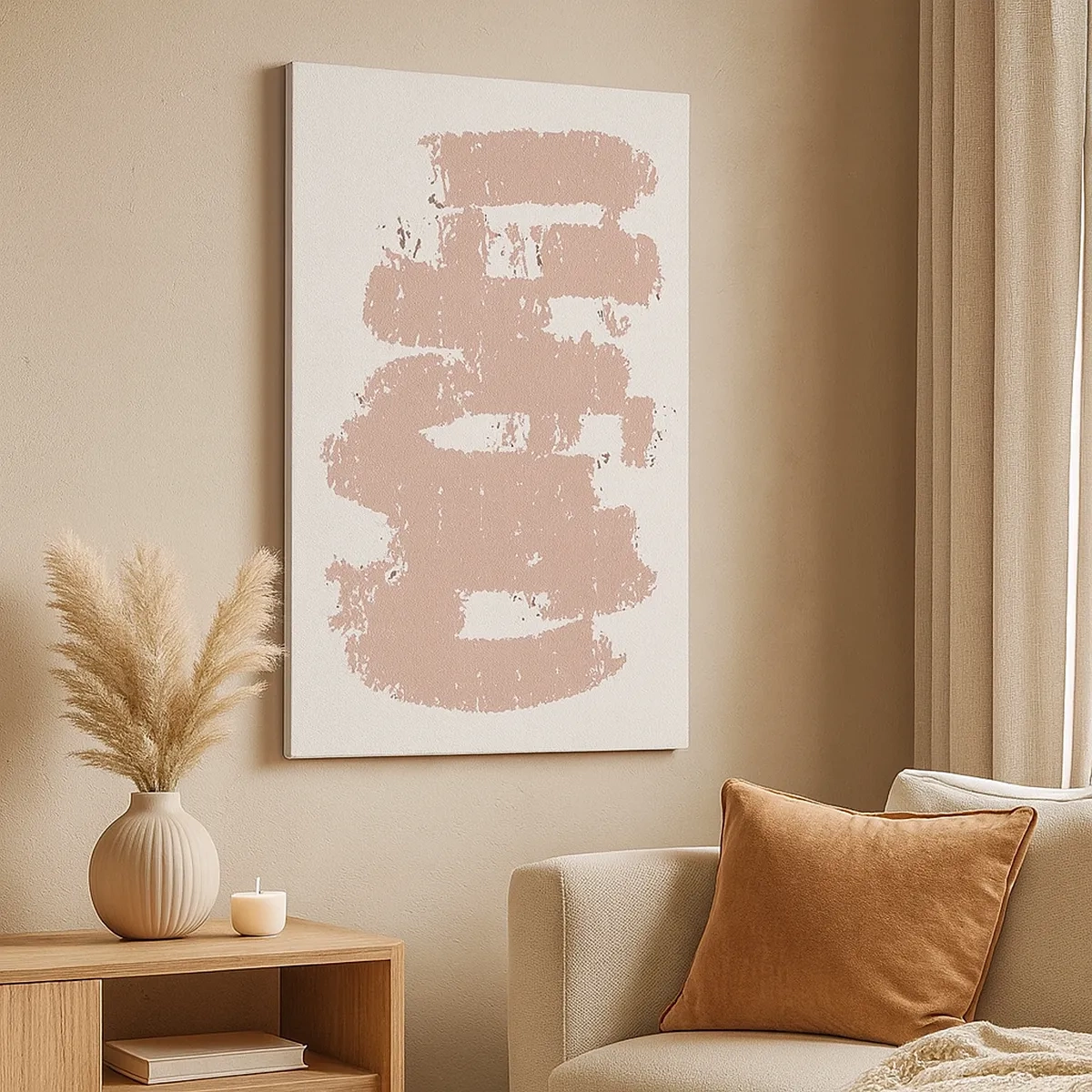 Obraz na plátně - Abstrakce v jemné růžové - 50x70 cm