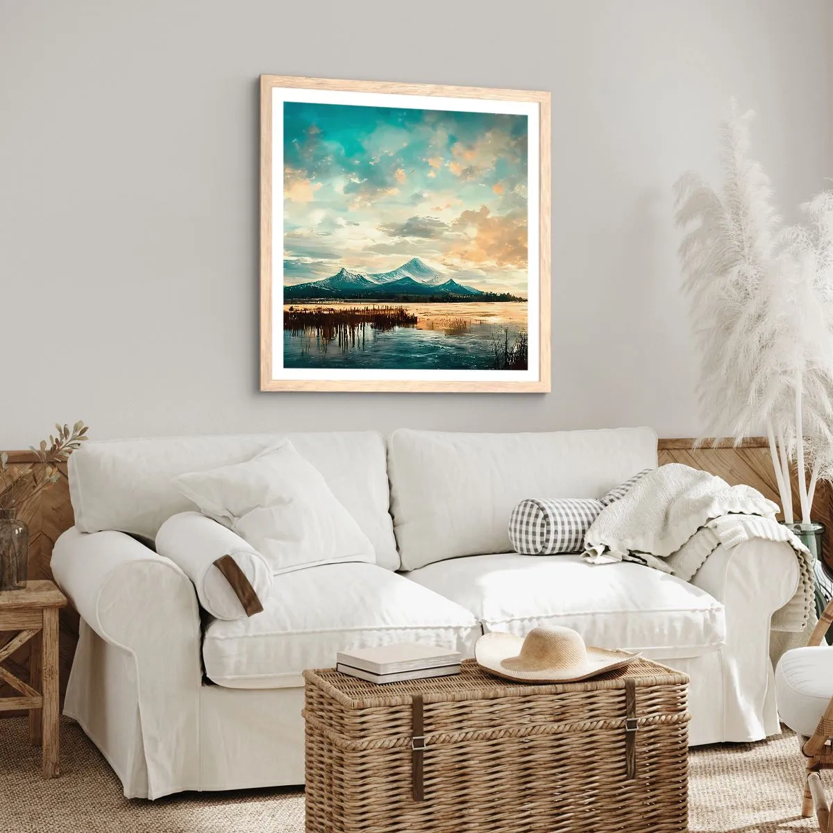 Plakát v rámu světlý dub - Pod ochranou nebe - 60x60 cm