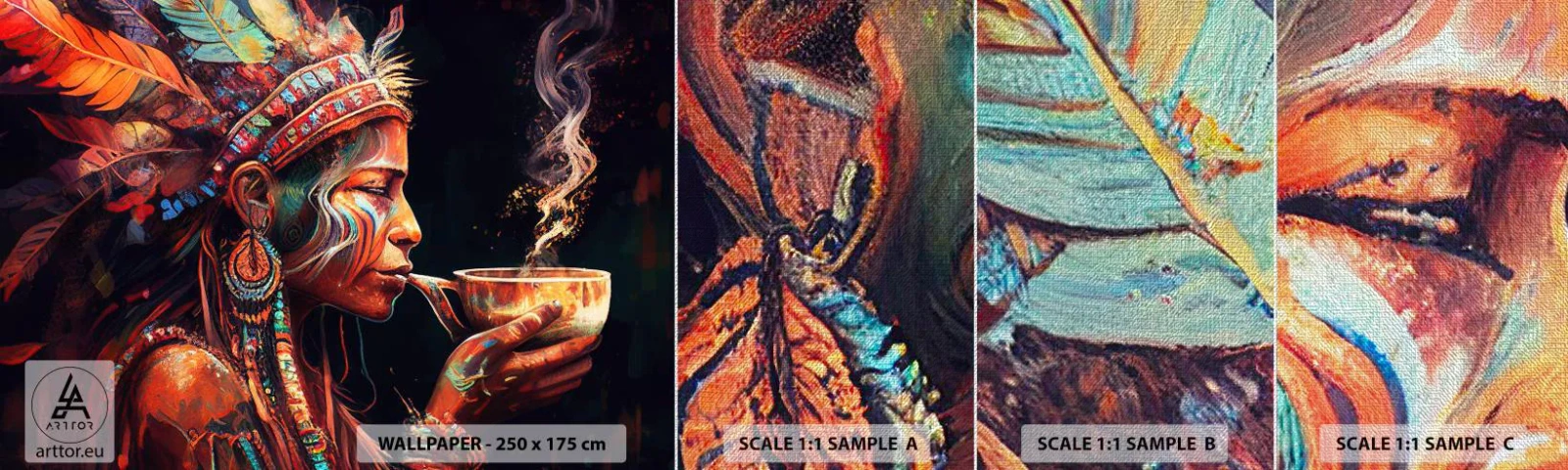 Vzor Fototapety Premium Canvas - Magický rituál - Šaman, indický, Ayahuasca - 100x30 cm