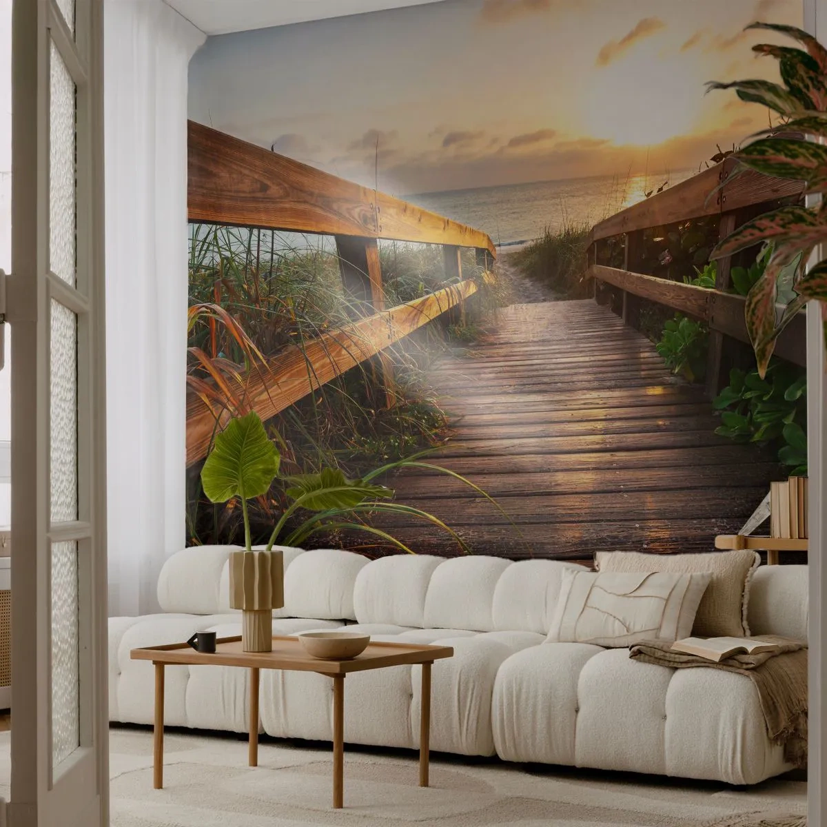 Fototapeta Samolepicí Deluxe Sticker - A přímo ke břehu - Krajina, Moře, Dřevěný most - 250x175 cm