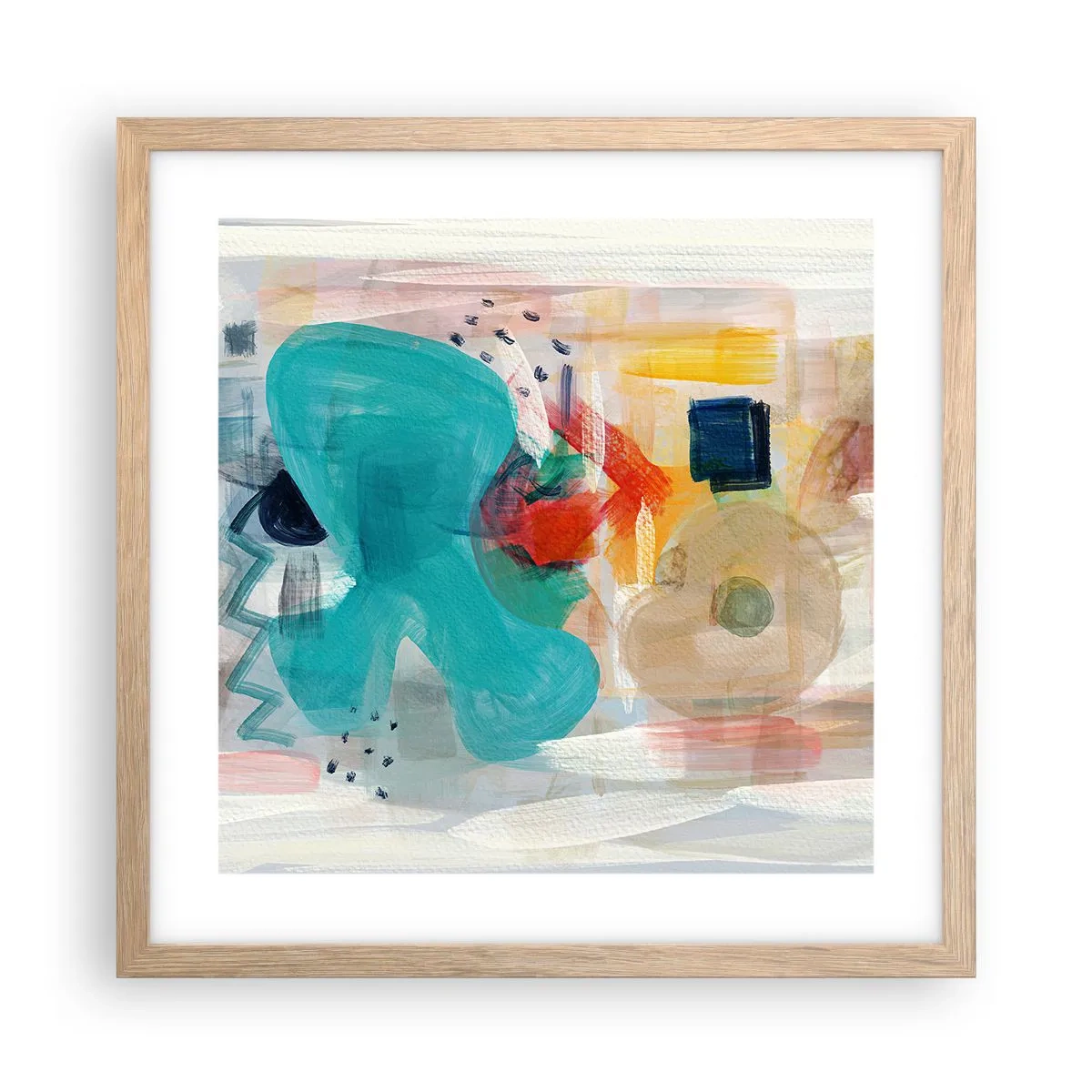 Plakát v rámu světlý dub - Barevná hra - 40x40 cm