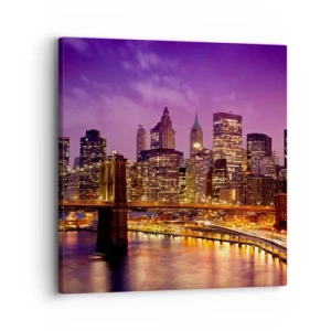 Obraz na plátně - Fialovo-zlatý Manhattan - 30x30 cm