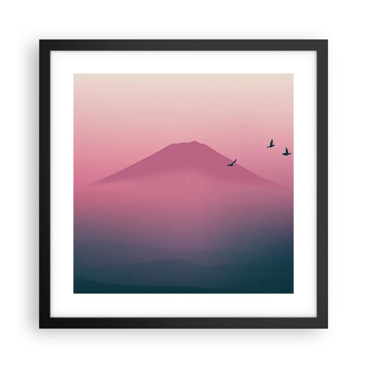 Plakát v černém rámu - Poutníci nad oblaky - 40x40 cm