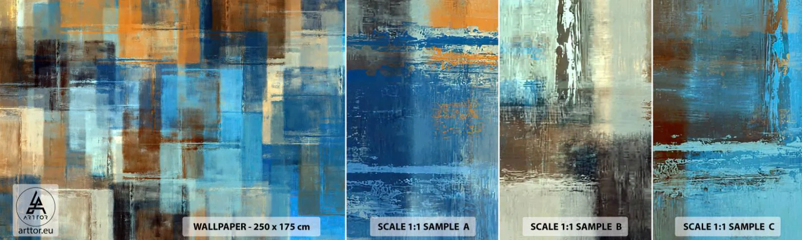 Fototapeta Vzorek Standard Eco - Přes modrý závoj - Abstrakce, Kus, Malovat - 100x30 cm