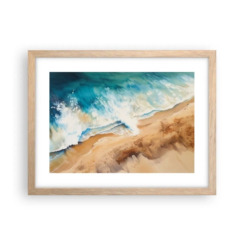 Plakát v rámu světlý dub - Vlna, která se vrací - 40x30 cm