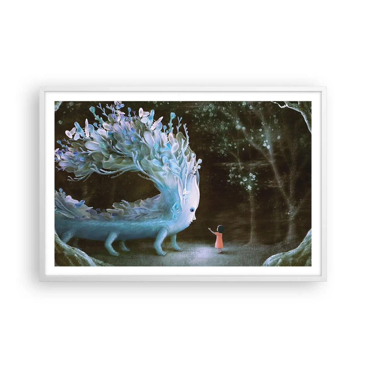 Plakát v bílém rámu - Fantastické setkání - 91x61 cm