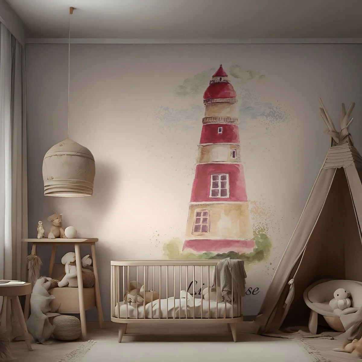 Fototapeta Premium Sand - Tady je vždy počasí - Maják, Pobřeží, Moře - 200x140 cm