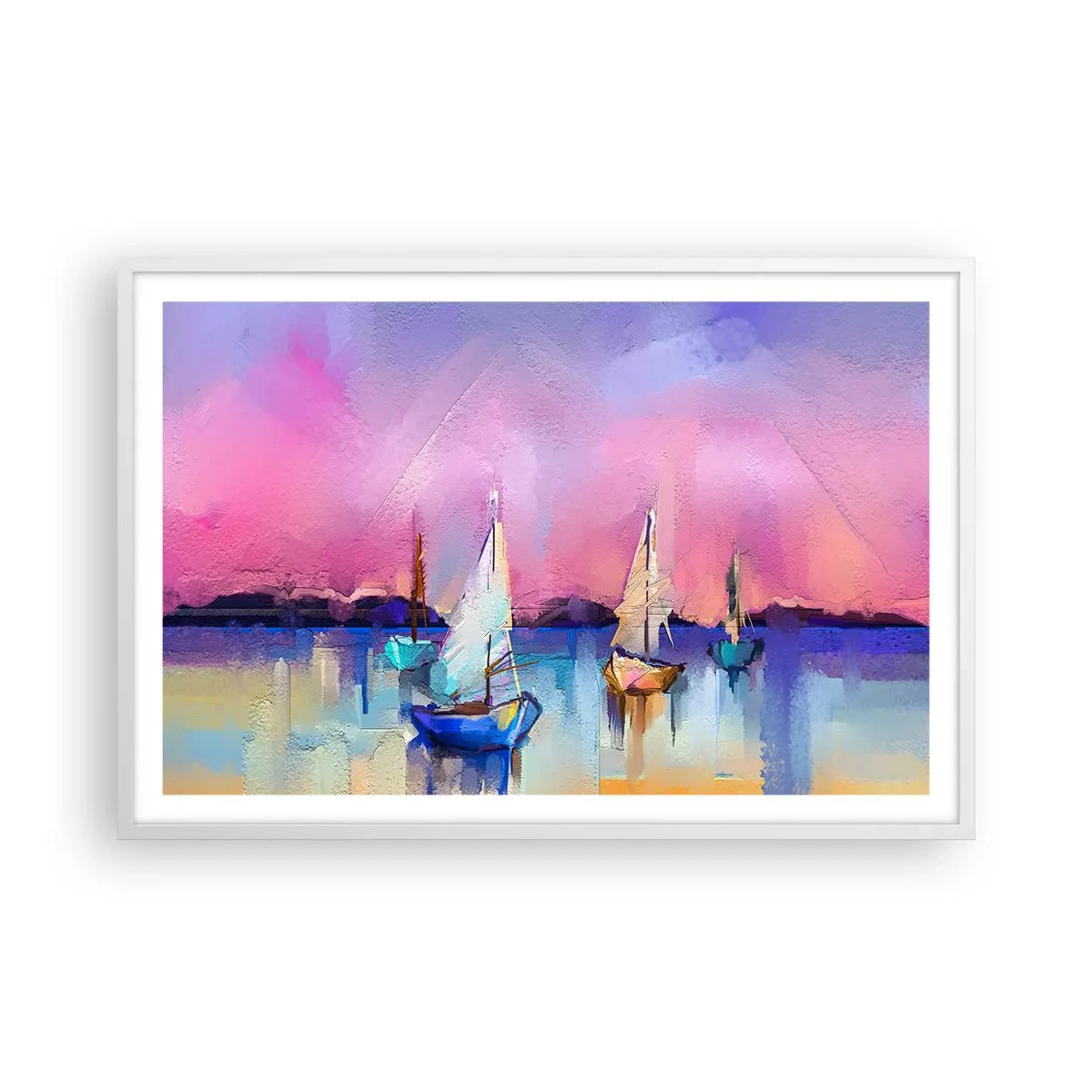 Plakát v bílém rámu - Směr: široké vody - 91x61 cm