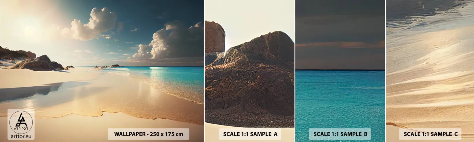 Vzor Fototapety Samolepicí Deluxe Sticker - Vysněný den - Divoká pláž, Oceán, Okraj - 100x30 cm