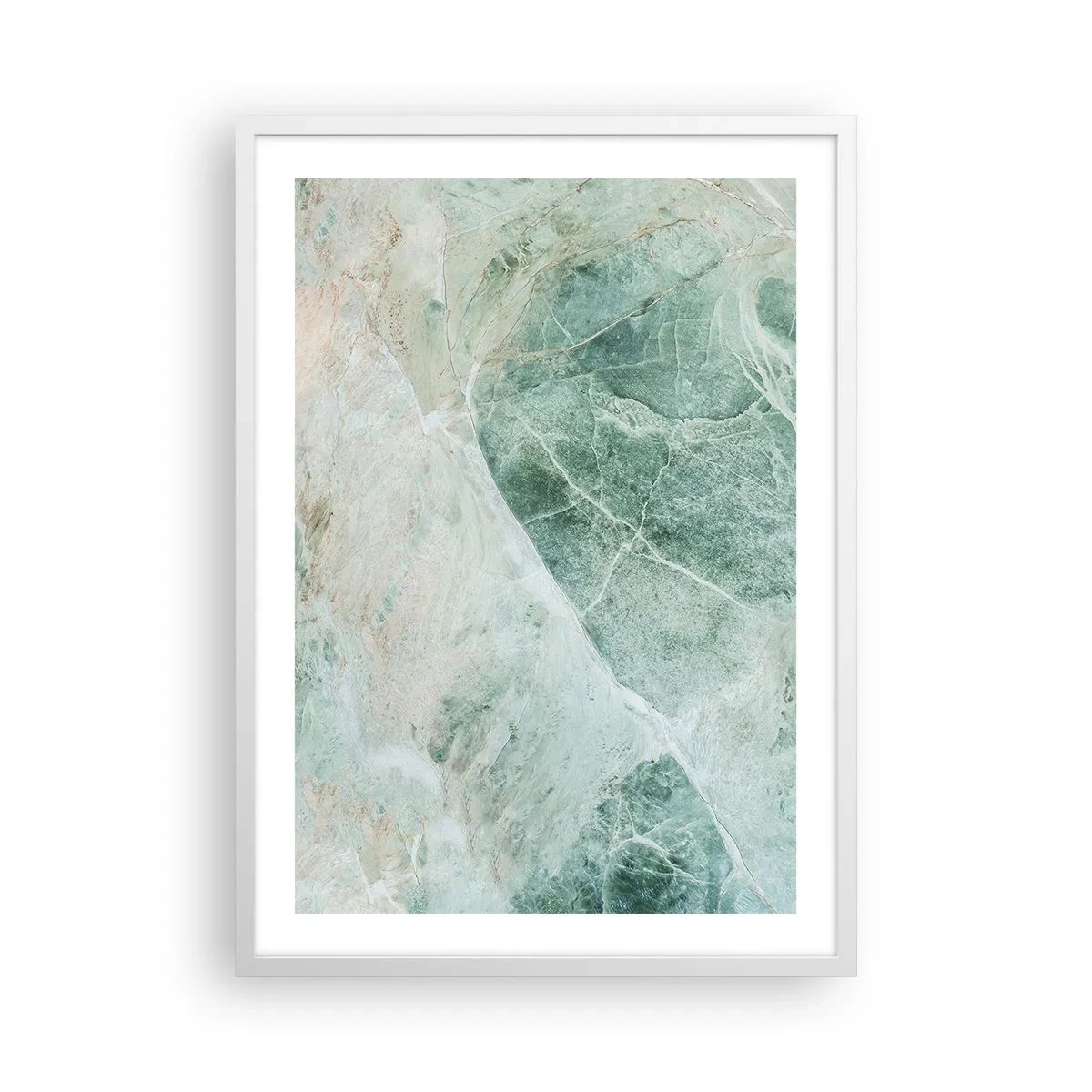 Plakát v bílém rámu - Ctný chlad kamene - 50x70 cm