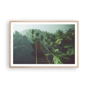 Plakát v rámu světlý dub - U vodopádu zeleně - 91x61 cm