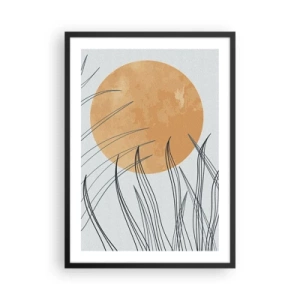 Plakát v černém rámu - Minimalistická kompozice s měsícem a trávou - 50x70cm - Vždy ke slunci - Moderní nástěnná dekorace do obývacího pokoje a ložnice ARTTOR