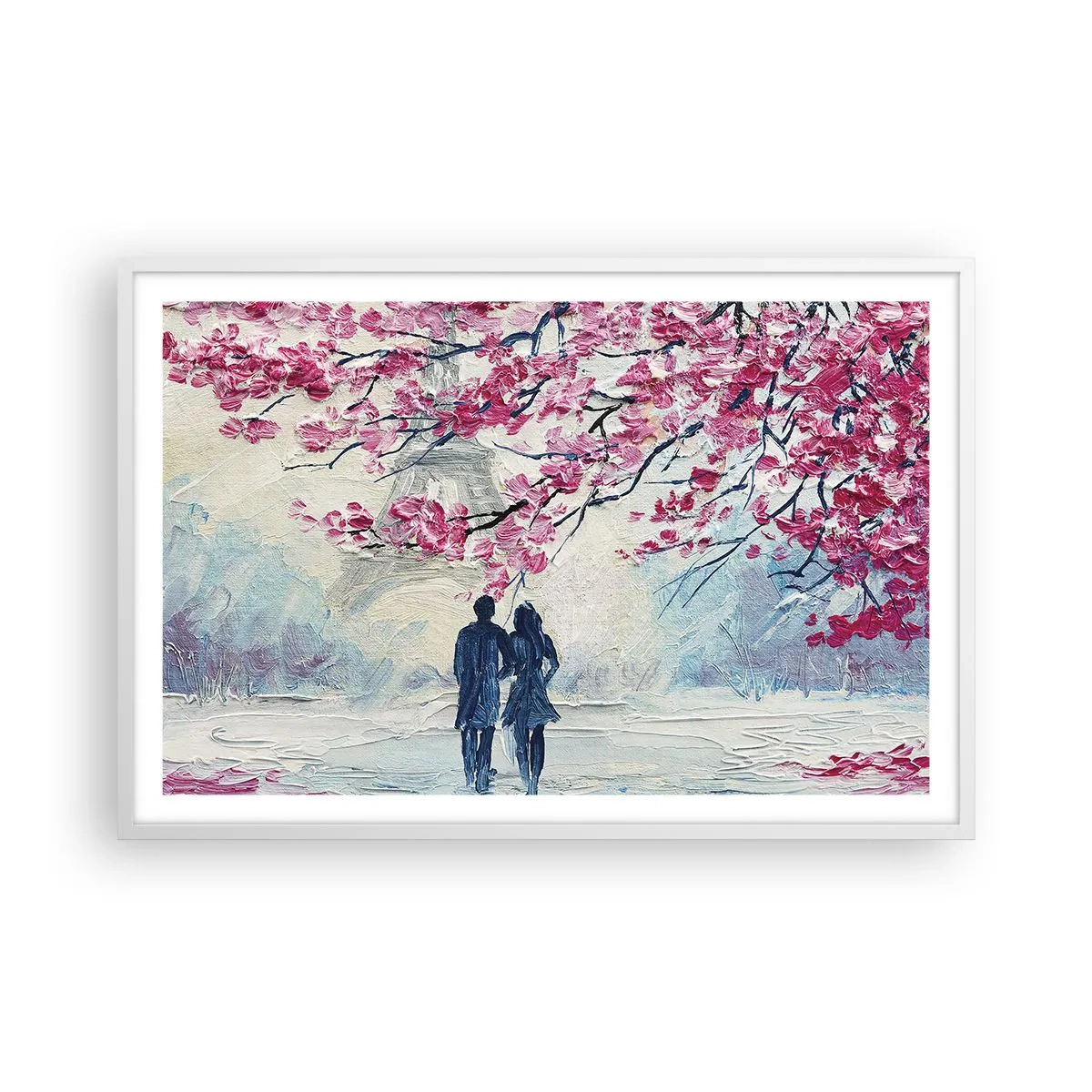 Plakát v bílém rámu - Romantická procházka - 91x61 cm