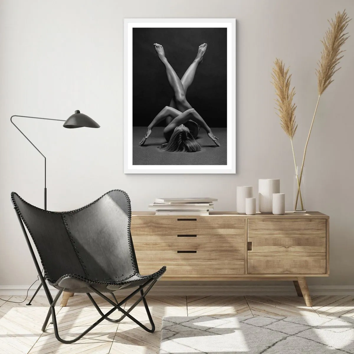 Plakát v bílém rámu - Geometrie nahoty - 70x100 cm