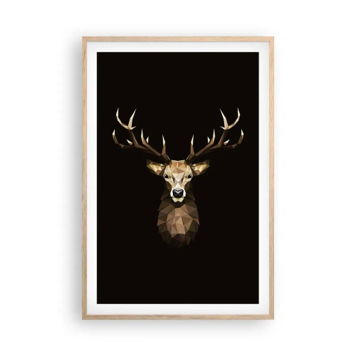 Plakát v rámu světlý dub - Kubistický jelen - 61x91 cm