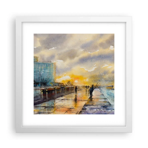 Plakát v bílém rámu - Život na pobřeží - 30x30 cm