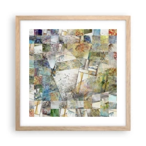 Plakát v rámu světlý dub - Geometrické přeskupení - 40x40 cm