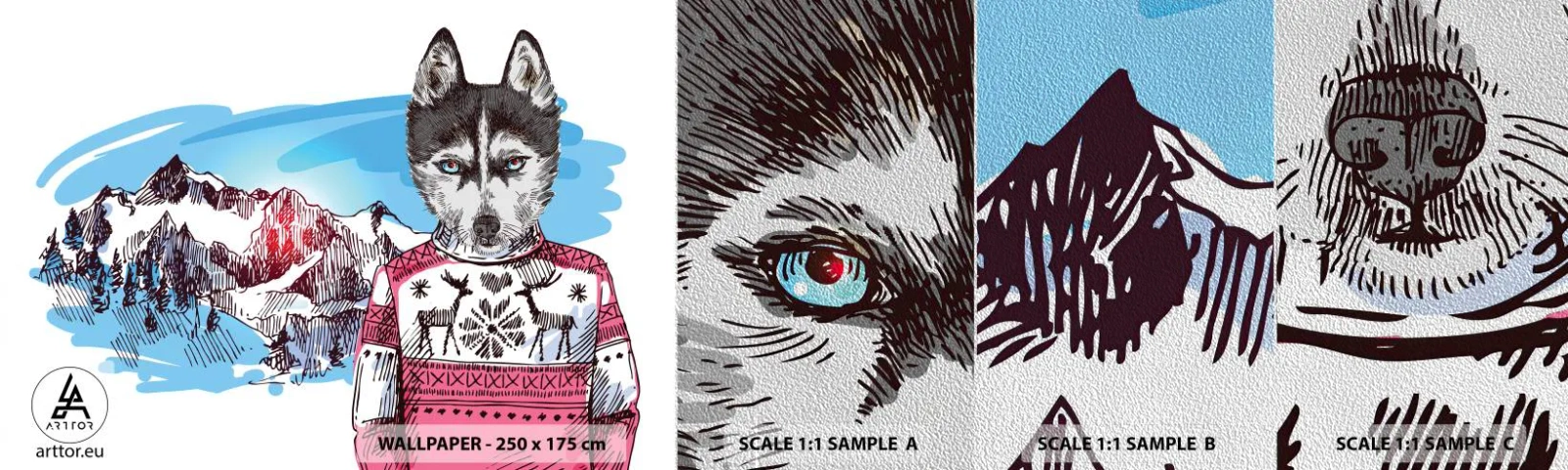 Vzor Fototapety Premium Sand - Vlk v ovčím rounu - Abstrakce, Vlk, Pro děti - 100x30 cm