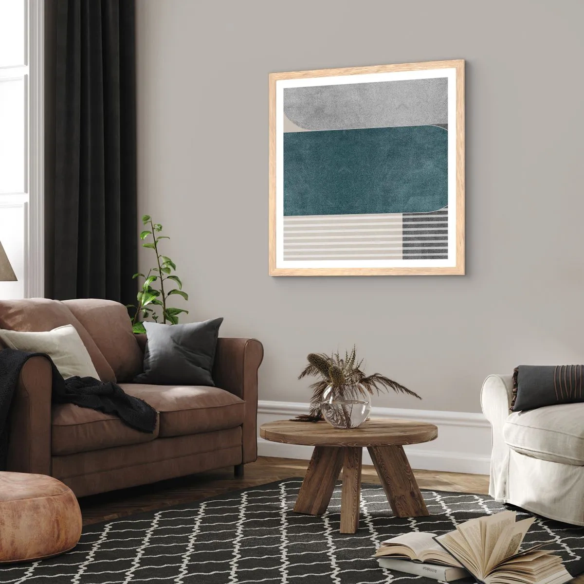 Plakát v rámu světlý dub - Kompozice na úrovni - 60x60 cm