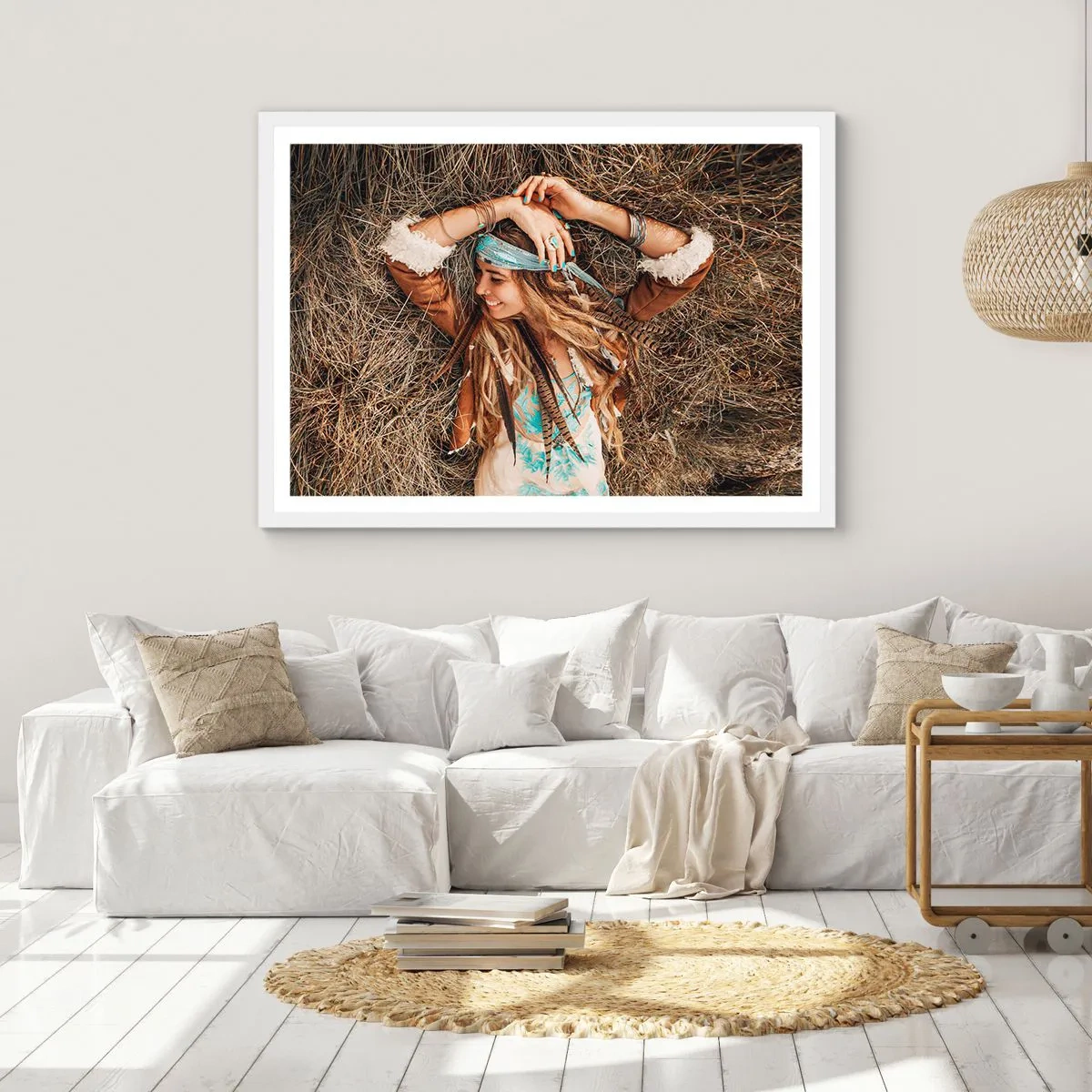 Plakát v bílém rámu - Na cestě do léta lásky - 70x50 cm