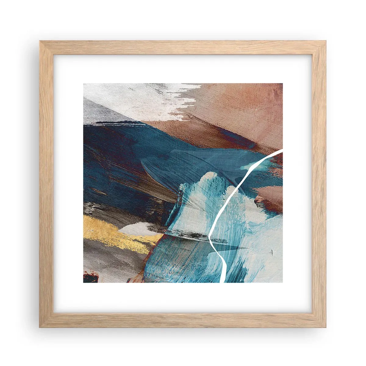 Plakát v rámu světlý dub - Na plno a s energií - 30x30 cm