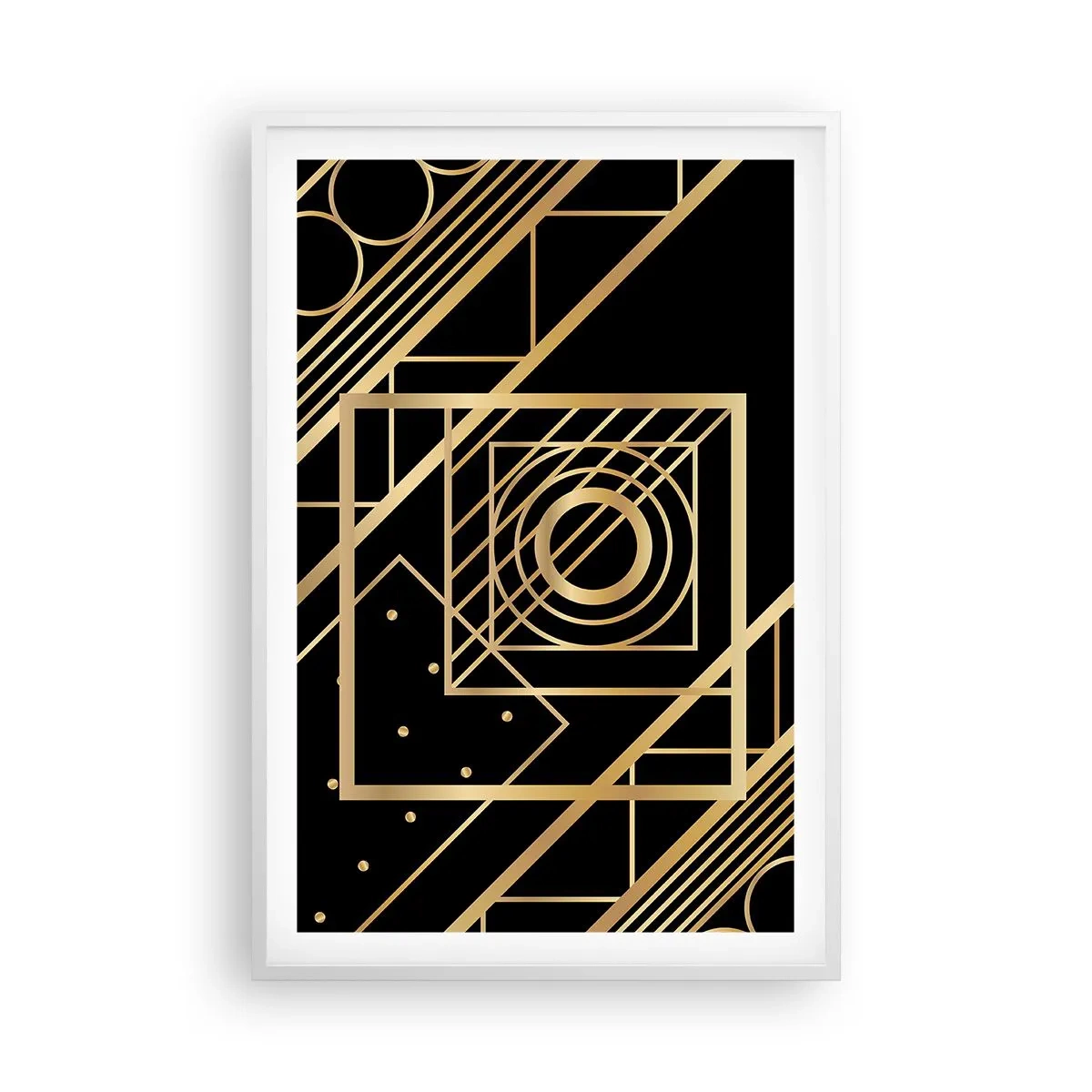 Plakát v bílém rámu - Zlatá geometrie - 61x91 cm