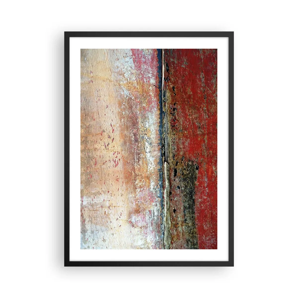 Plakát v černém rámu - Abstraktní textura s oděrkami v červené a béžové barvě - 50x70cm - Možná je to moře - Moderní nástěnná dekorace do obývacího pokoje a ložnice ARTTOR
