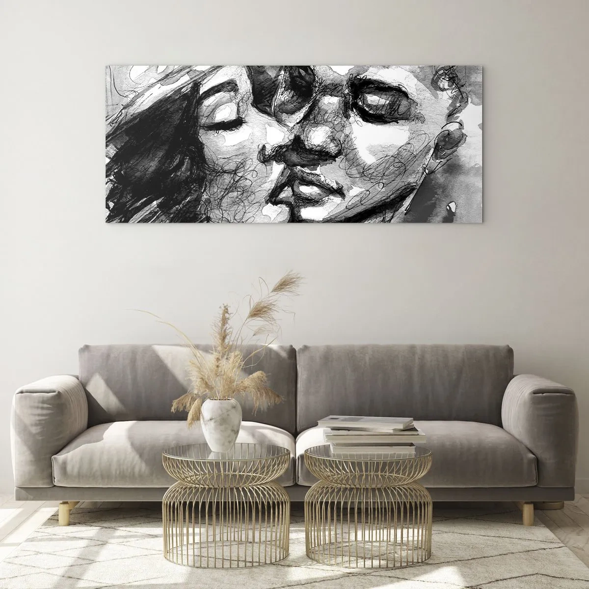 Obraz na skle - Něžný okamžik - 100x40 cm
