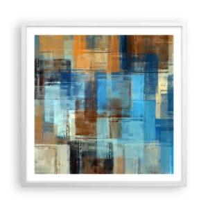 Plakát v bílém rámu - Přes modrý závoj - 60x60 cm