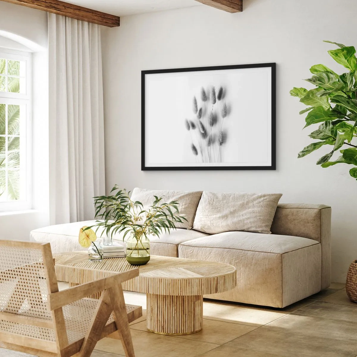 Plakát v černém rámu - Její načechranost tráva - 70x50 cm