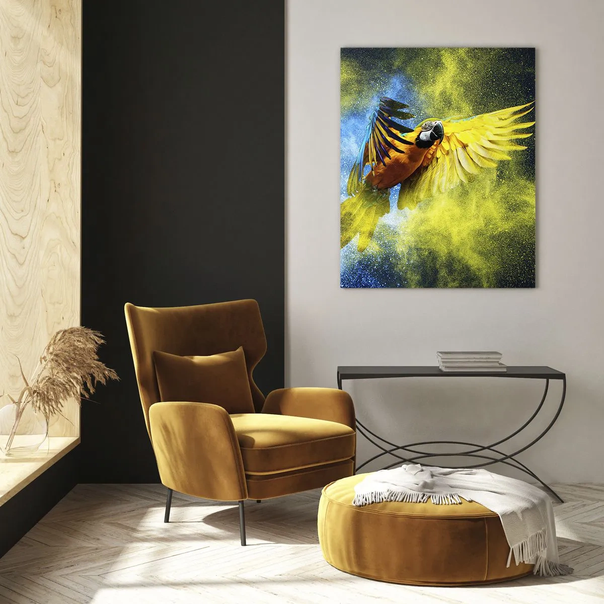 Obraz na skle - V modro-zlatém prachu - 80x120 cm