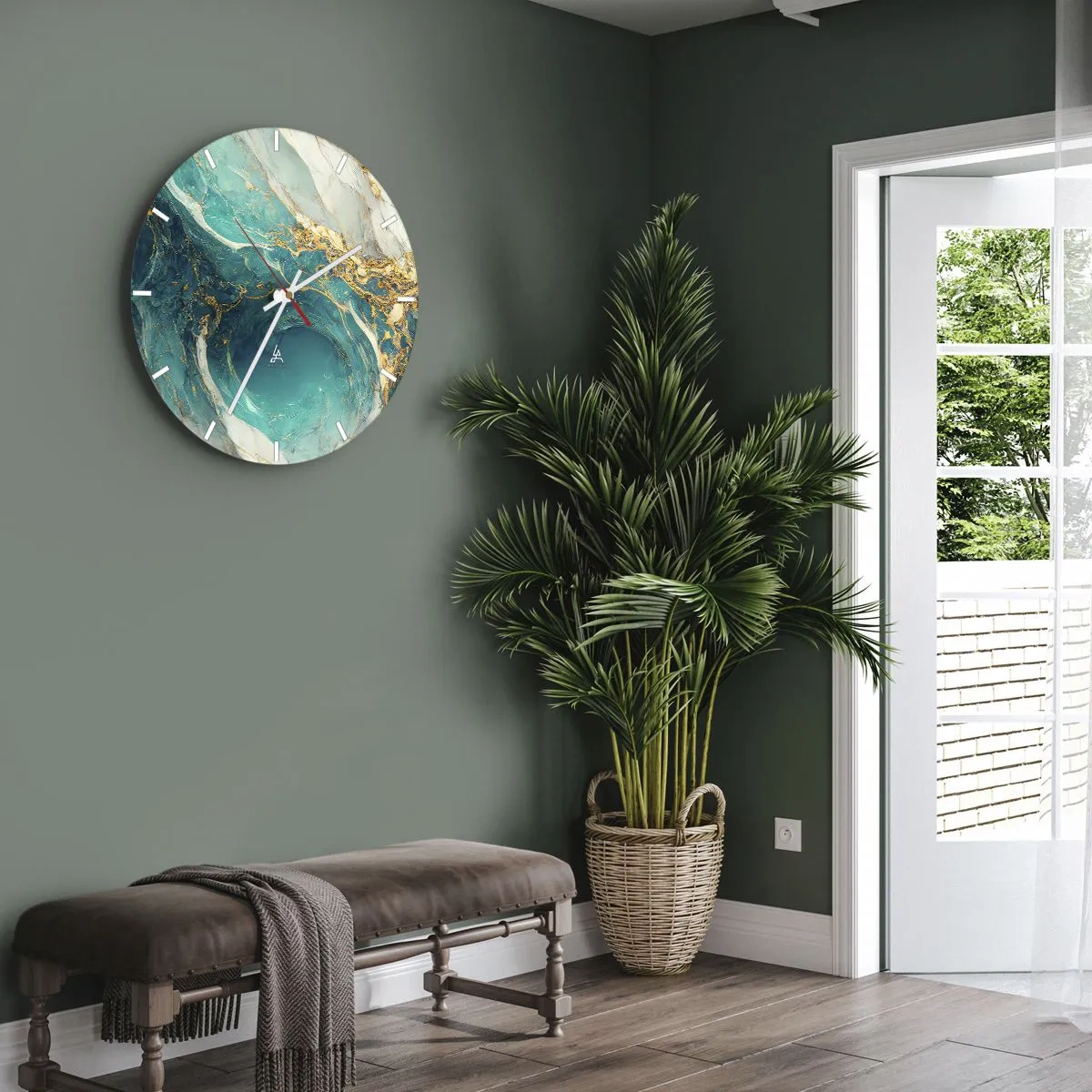 Nástěnné hodiny - Kompozice se zlatými žilami - 30x30 cm