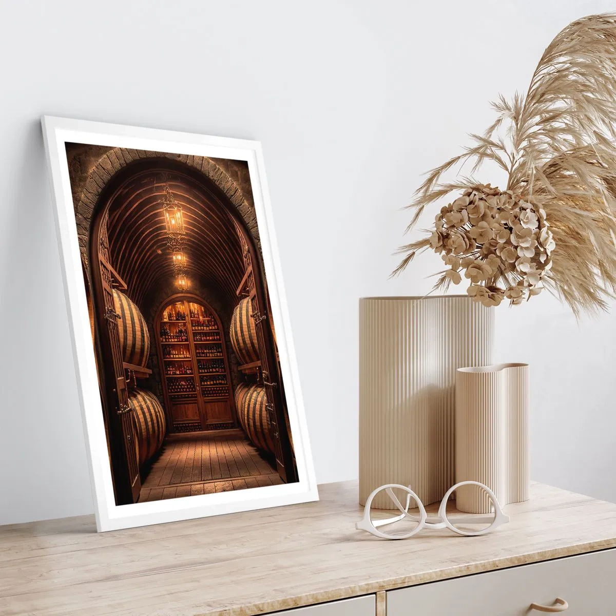 Plakát v bílém rámu - Nádherný sklep - 40x50 cm