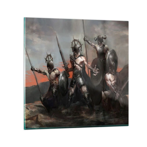 Obraz na skle - Se štítem nebo na štítu - 30x30 cm