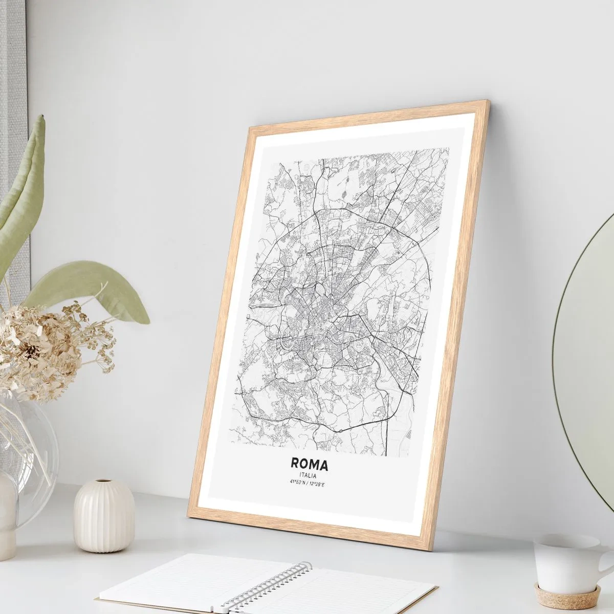 Plakát v rámu světlý dub - Římský kruh - 50x70 cm