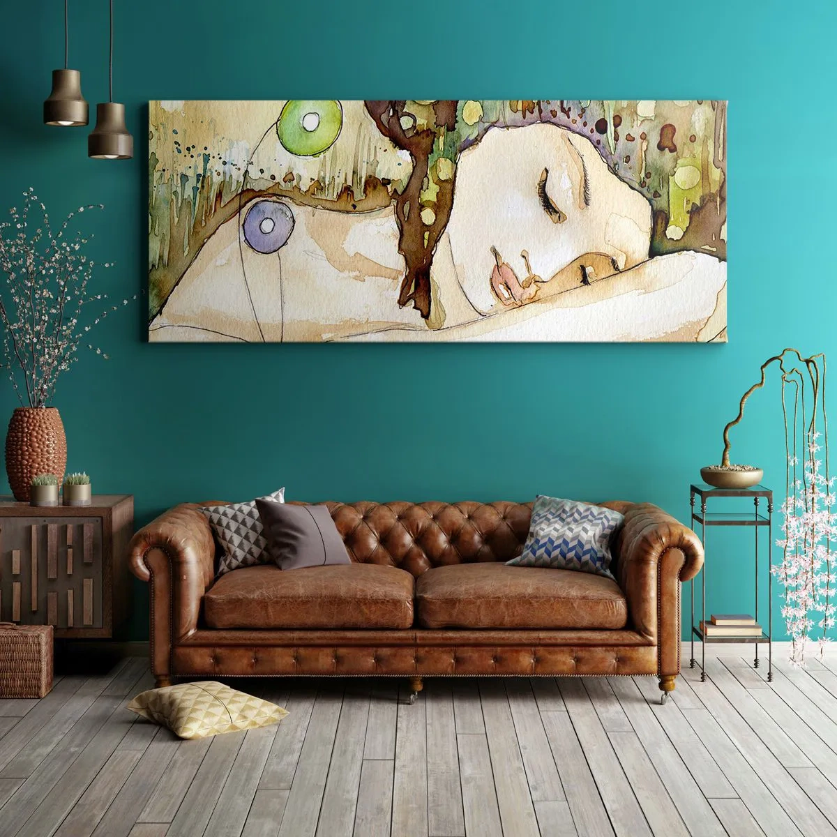 Obraz na plátně - Smaragdově-fialový sen - 140x50 cm