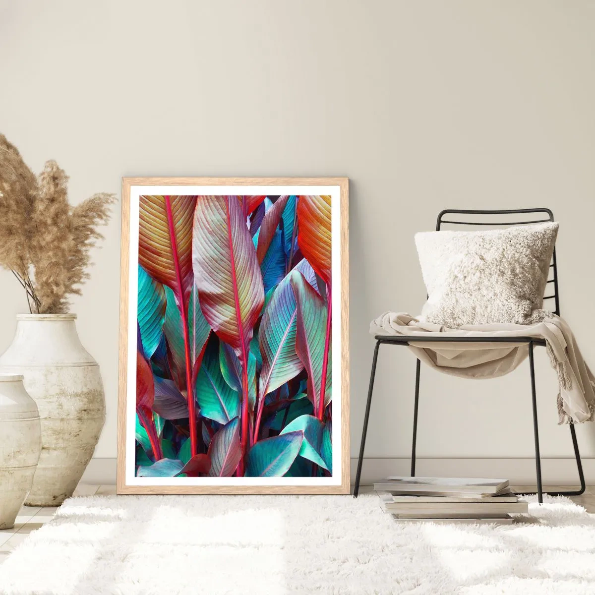 Plakát v rámu světlý dub - Barevná houština - 70x100 cm