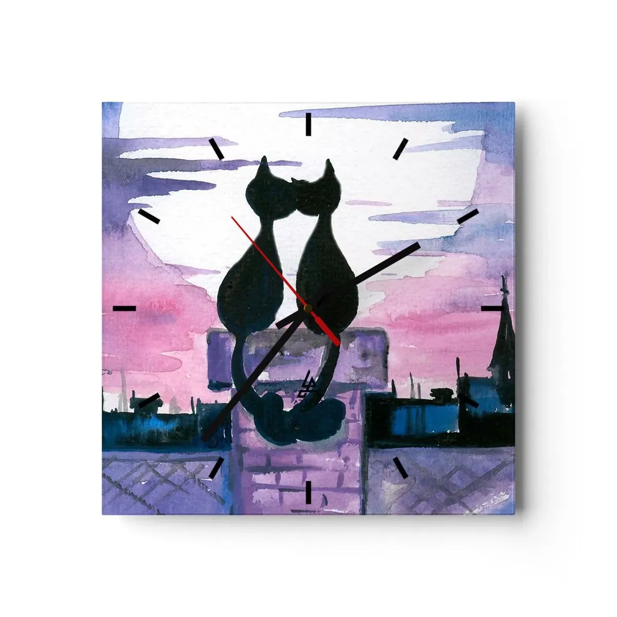 Nástěnné hodiny - Rendez-vous pod měsíčkem - 30x30 cm