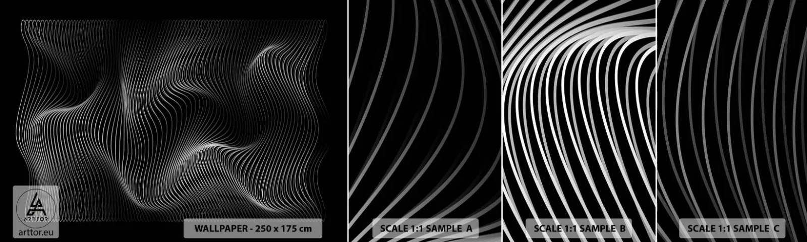 Fototapeta Vzorek Standard Eco - Tanec světla v prostoru - 3D, Čáry, Moderní - 100x30 cm